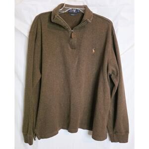 Polo Ralph Lauren Estate Rib Sweater Men's XL Brown Quarter Zip Long Sleeve